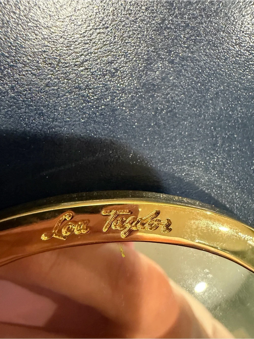 Vintage Lou Taylor Navy Leather Envelope Clutch Wristlet